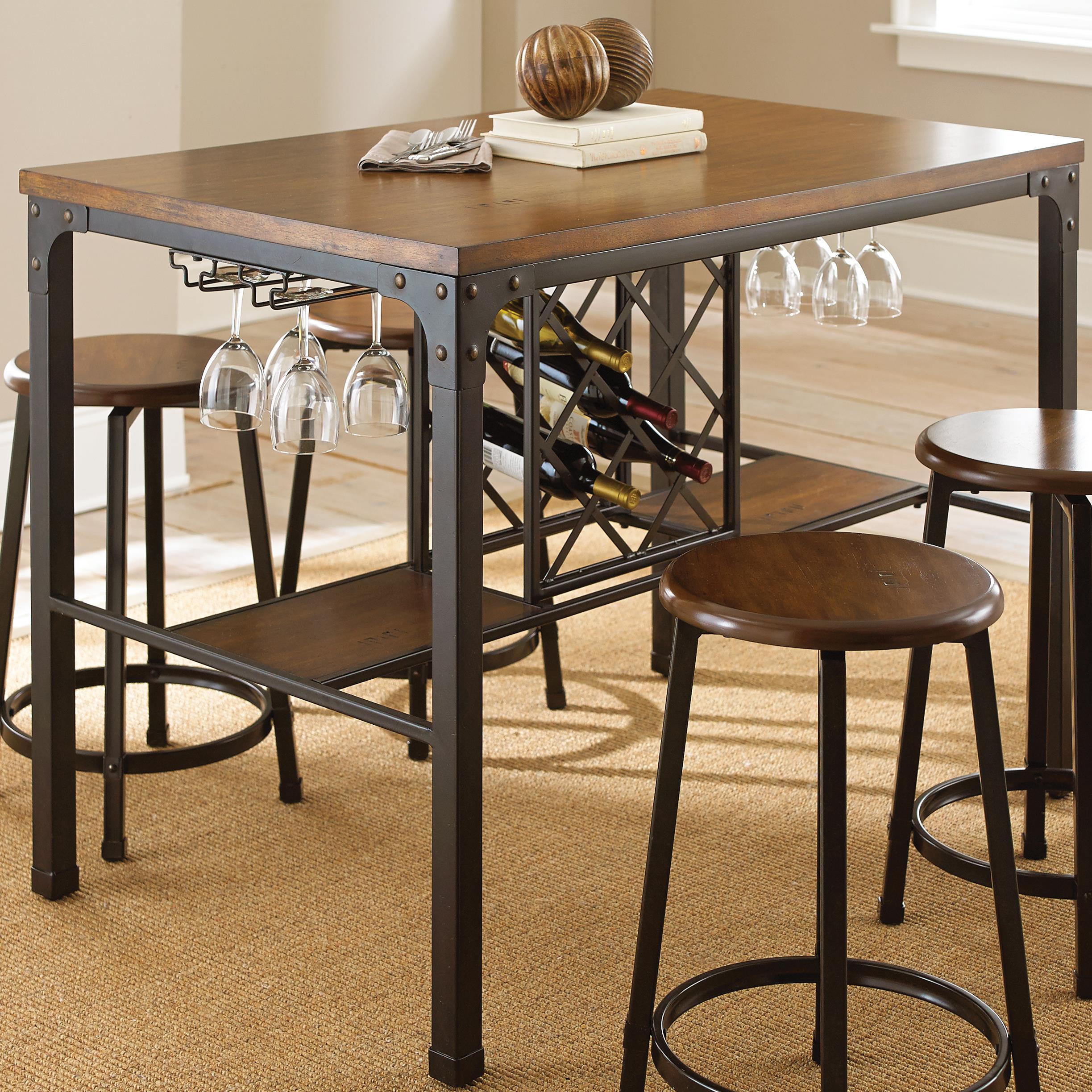 Steve Silver Rebecca RB480PT Rectangular Counter Table with Wine Storage Van Hill Furniture Pub Table